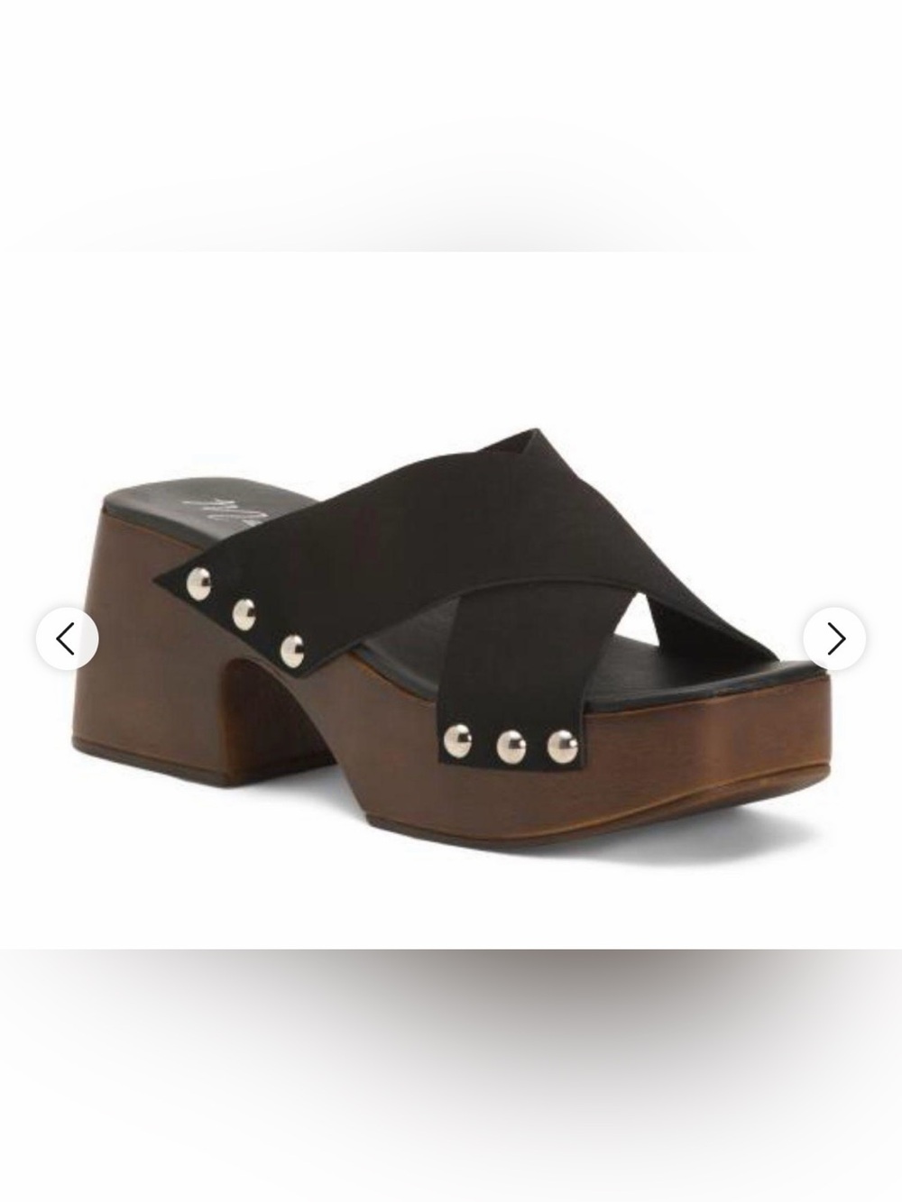Matisse Black Crisscross Studded Platform Clogs